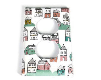 Single Outlet Switch Plate Light Switch Cover in Tiny Town (287O)