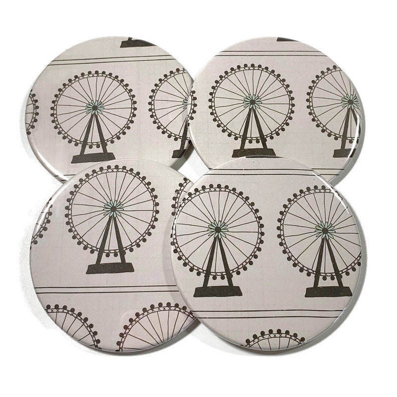 Set of 4 Drink Coasters Coaster Set in Ferris Wheel