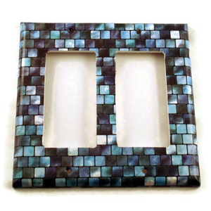 Blue Double Rocker  Switch Plate in Tranquil Tiles (203DR)