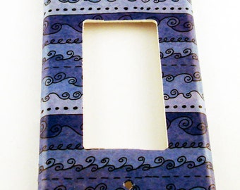 Rocker Light Switch Cover Switchplate  in  Funky Blue Waves  (093R)