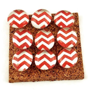 Decorative Funky Push Pins  Thumb Tacks Cork Board Pins  Red Chevron (P118)
