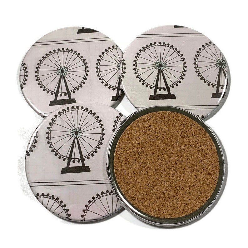 Set of 4 Drink Coasters Coaster Set in Ferris Wheel