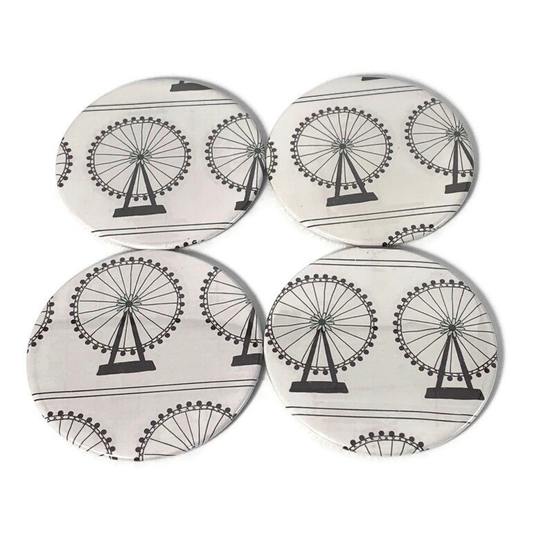 Set of 4 Drink Coasters Coaster Set in Ferris Wheel