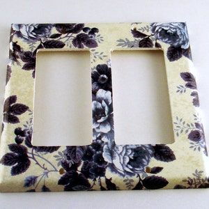 Double Rocker Light Switch Cover Wall Decor  Switch Plate in Vintage Blue (293DR)