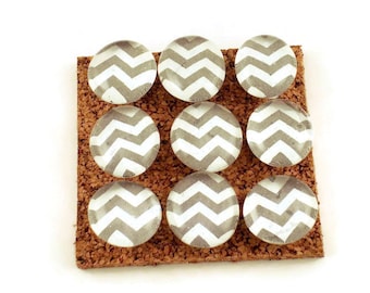 Gray and White Chevron Push Pins   (P119)