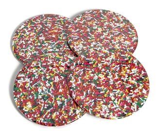 Set of 4 Drink Coasters  Coaster Set in Sprinkles