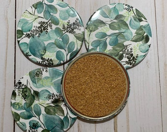 Set of 4 Drink Coasters  Coaster Set in Eucalyptus