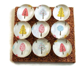 Funky Push Pins  Decorative Push Pins Thumb Tacks Cork Board Pins in Tiny Trees Set of 9  (P109)