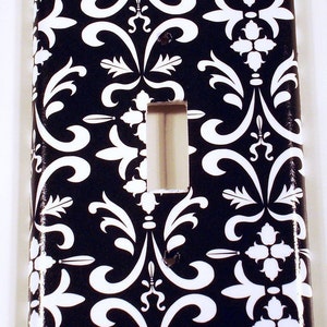Light Switch Cover Wall Plates Single Switchplate  in  Black Damask (179S)