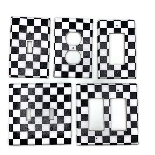 Black and White Checkered Switch Plate Light Switch Cover (123)