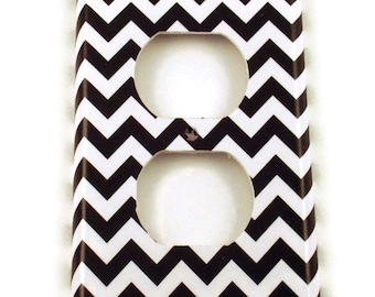 Light Switch Cover Wall Decor Outlet Switchplate Switch Plate in  Black Chevron  (150O)