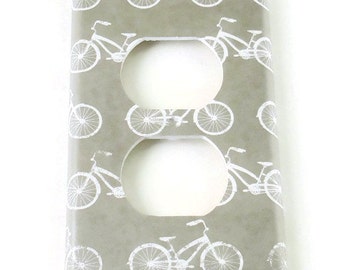 Outlet Plate Light Switch Cover  Switchplate in  Gray Bike (241O)