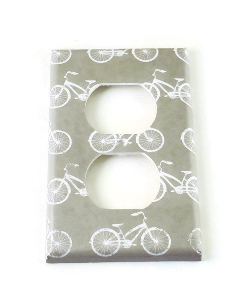 Outlet Plate Light Switch Cover Switchplate in Gray Bike 241O image 1