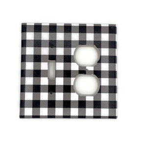 May include: Black and white checkered light switch and outlet cover plate.