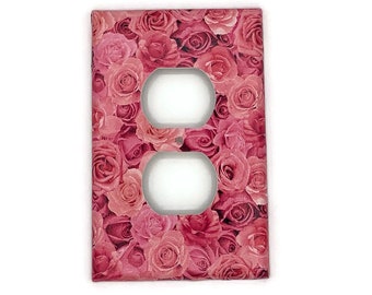 Outlet Switch Plate in Pink Roses  (087O)