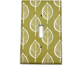 Switch Plate Light Switch Cover in Olive and Leaves  (220 mid)