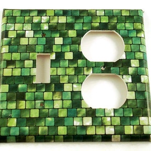 Combo Light Switch Cover Wall Decor Switchplate  Switch Plate in Green Tiles (198TOC)