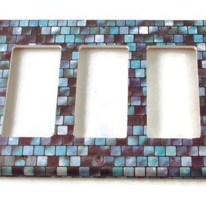 Triple Rocker Light Switch Cover Wall Decor Light Switchplates  Switch Plate in Tranquil Tiles (203TR)