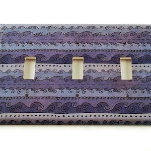 Triple Switch Plate in  Funky Blue Waves   (093T)
