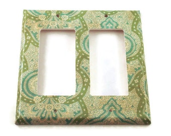 Double Rocker Light Switch Plate Blue and Green Wall Decor  Light Switchplate in  London   (189DR)