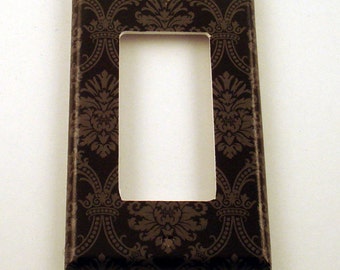 Rocker Light Switch Cover Wall Decor Switchplate Switch Plate in  Black and Gray Damask (214R)