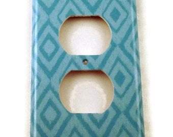 Outlet Light Switch Cover  Wall Decor Switch Plate Switchplate in  Blue Ikat  (134O)