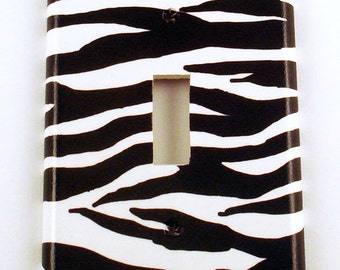 Light Switch Cover Single Switchplate Funky Switch Plate Zebra  (086S)