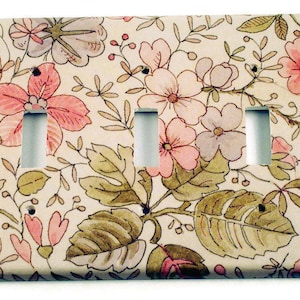Light Switch Cover Wall Plates Triple Switchplate Wall Decor in  Ivory Floral   (285T)