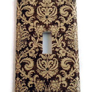 Switch Plate Light Switch Cover Wall Decor Light Switchplate  in Brown and Cream Damask (221S)