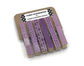 Altered Clothes Pins Decorative Clothespins  in Color Mix Lavender