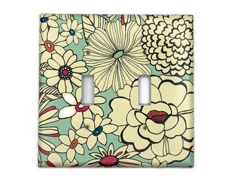 Double Switch Plate Light Switch Cover  Switchplate in  Sketch Flower  (142D)