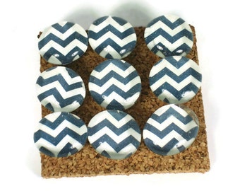 Decorative Funky Push Pins  Thumb Tacks Cork Board Pins  Navy Chevron (P125)