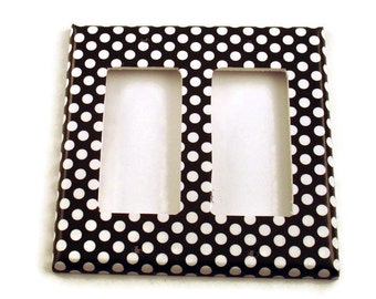 Wall Decor Double Rocker Light Switch Cover  Switchplate Switch Plate in  Polka Dots Rock (207DR)
