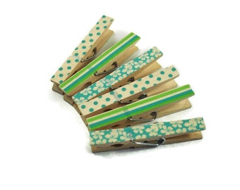 Altered Clothes Pins Decorative Clothespins in Fresh Blues and Greens