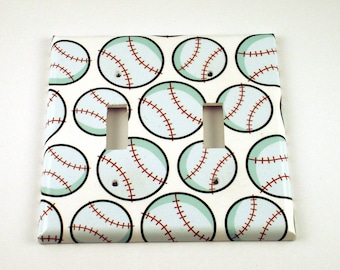 Double Toggle Switch Plate Baseball Theme (160D)