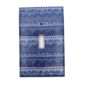 Switchplate Light Switch Cover in  Funky Blue Waves  (093 midsized)