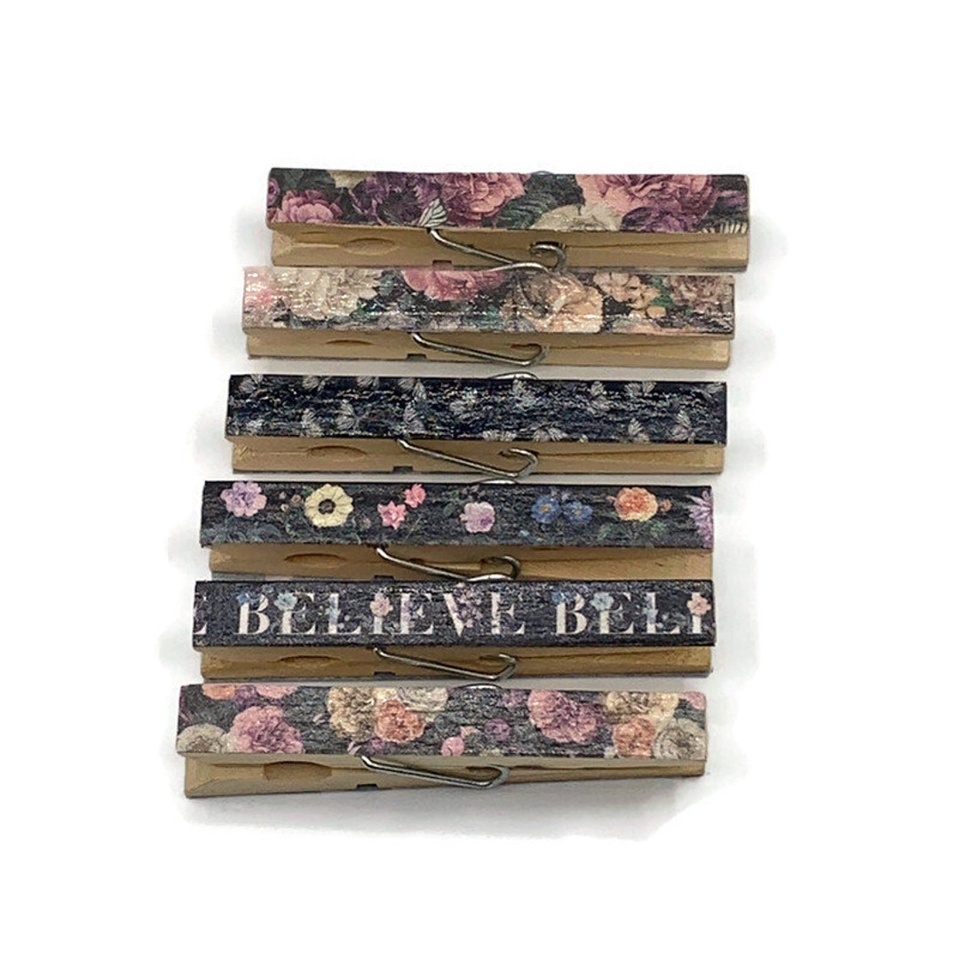 Altered Clothes Pins Decorative Clothespins Midnight Garden Etsy