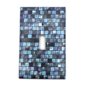 Blue Tile Light Switch Cover: Tranquil Decoupage Plate