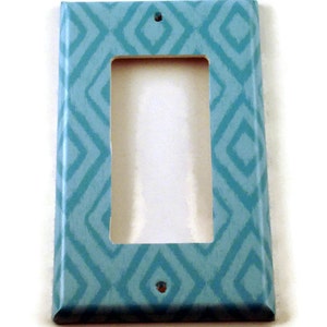 Wall Decor Rocker Light Switch Cover  Switch Plate Switchplate in  Blue Ikat  (134R)