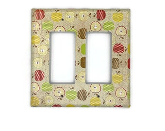 Double Rocker Light Switch Cover  Wall Decor Switch Plate Switchplate in  An Apple A Day (081DR)