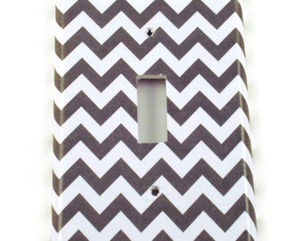 Light Switch Cover Wall Décor Switch Plate in Gray Chevron  (154S)