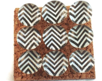 Funky Push Pins Decorative Thumb Tacks Pushpins Bulletin Board Pins  in  Black Skinny Chevron (P71)