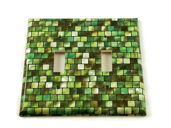 198S Light Switch Cover Wall Decor Switchplate Cover  Single Switch Plate in Green Tiles