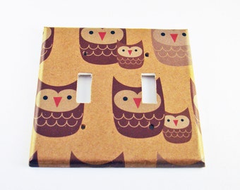 Double Light Switch Cover Switchplate Wall Decor in Sweet Owls (125D)