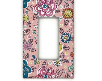 Pink Nursery Rocker Light Switch Plate in Emma (230R)