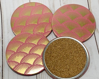 Set of 4 Drink Coasters  Coaster Set in Rose Glam