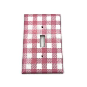 Pink Buffalo Plaid Light Switch Cover: Pink and White Wall Decor