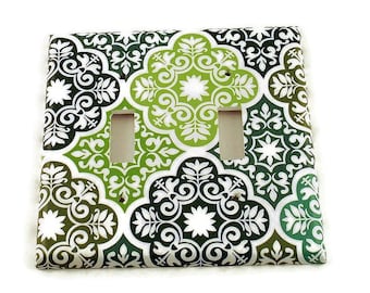 Double Switchplates Light Switch Cover Wall Decor  Single Switch Plate in Verde (213D)