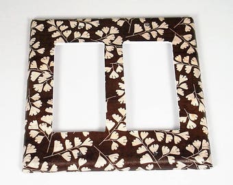 Double Rocker Switch Plate in Brown Leaves  (267DR)