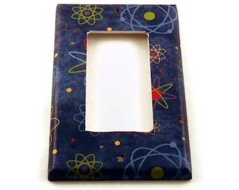Light Switch Cover  Rocker Switch Plate in Blue Atoms   (103R)